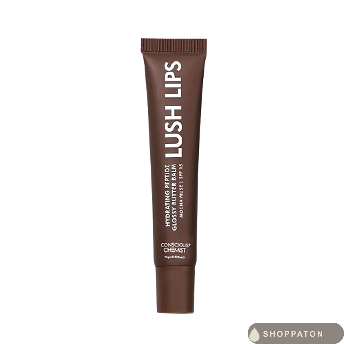 Conscious Chemist Mocha Muse Hydrating Peptide Glossy Butter Lip Balm SPF15 (15gm) by Conscious Chemist, available at Shoppaton Store Nigeria