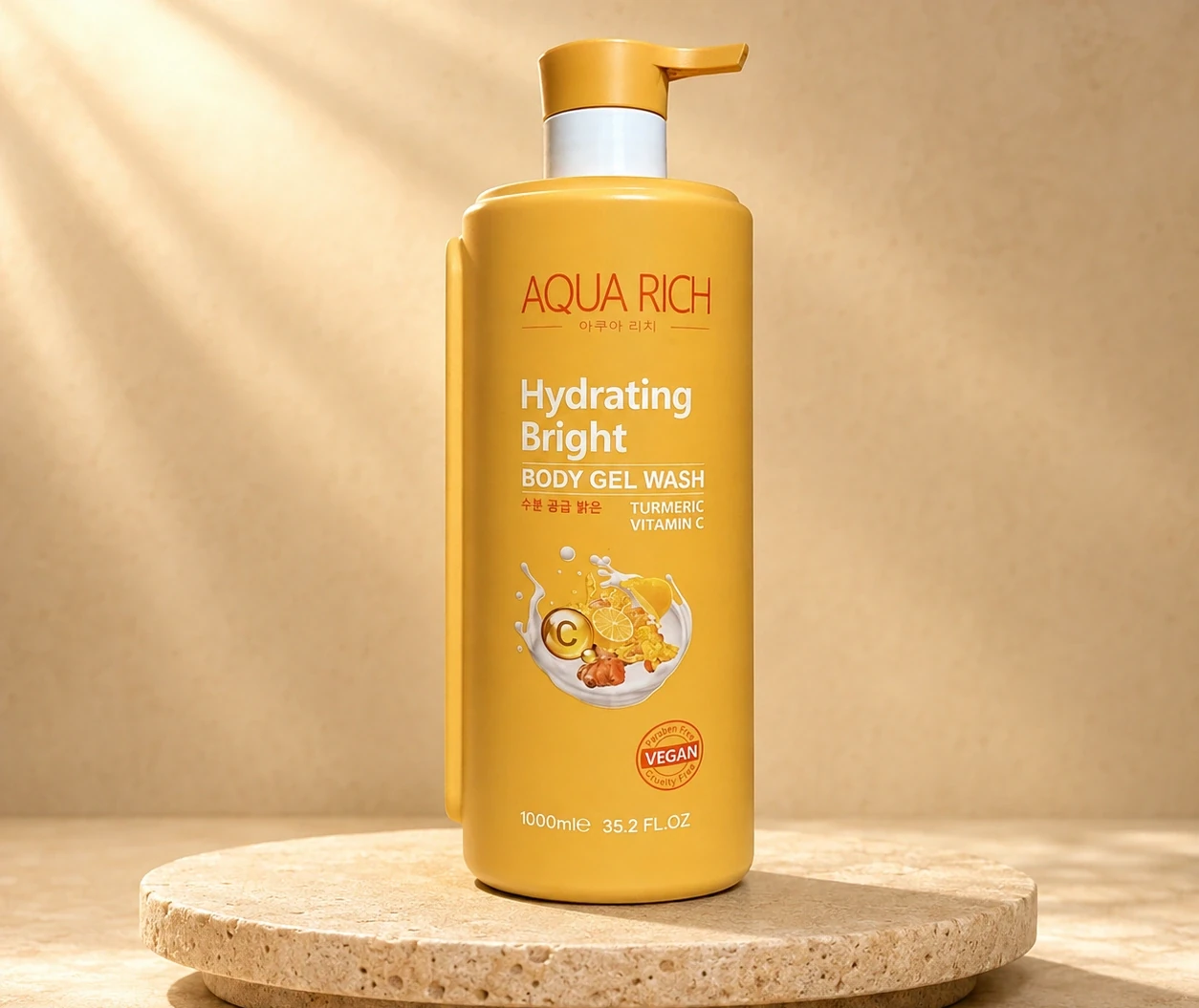 Aqua Rich Hydrating Bright Body Gel Wash – Turmeric + Vitamin C, 1000ml (35.2 FL. OZ.) | Shoppaton Store