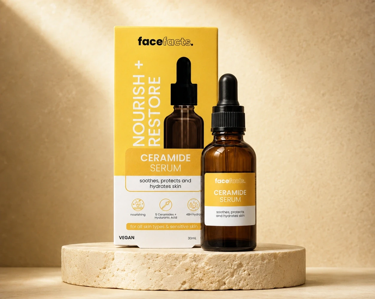FaceFacts Nourish + Restore Ceramide serum 30ml | Shoppaton Store
