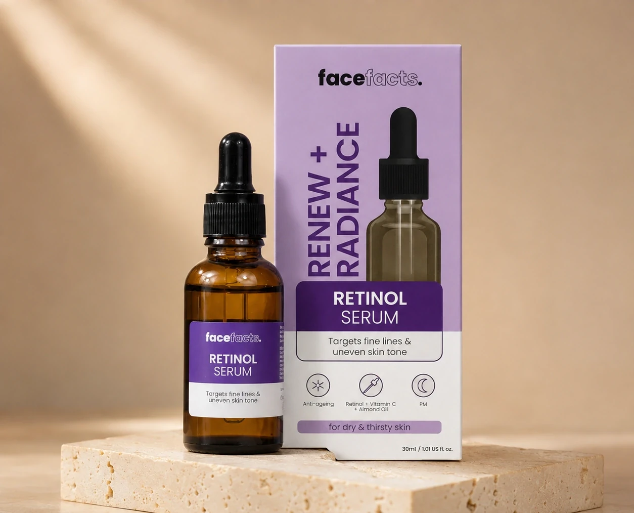 FaceFacts Renew & Radiance Retinol Facial Serum 30ml | Shoppaton Store