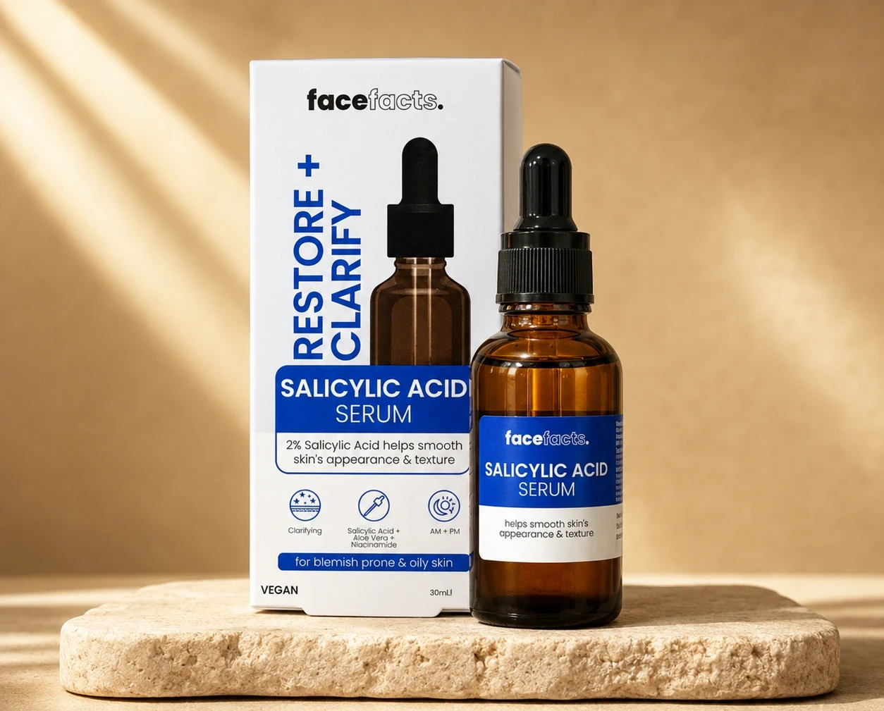 FaceFacts Restore & Clarify Salicylic Acid Facial Serum 30ml | Shoppaton Store